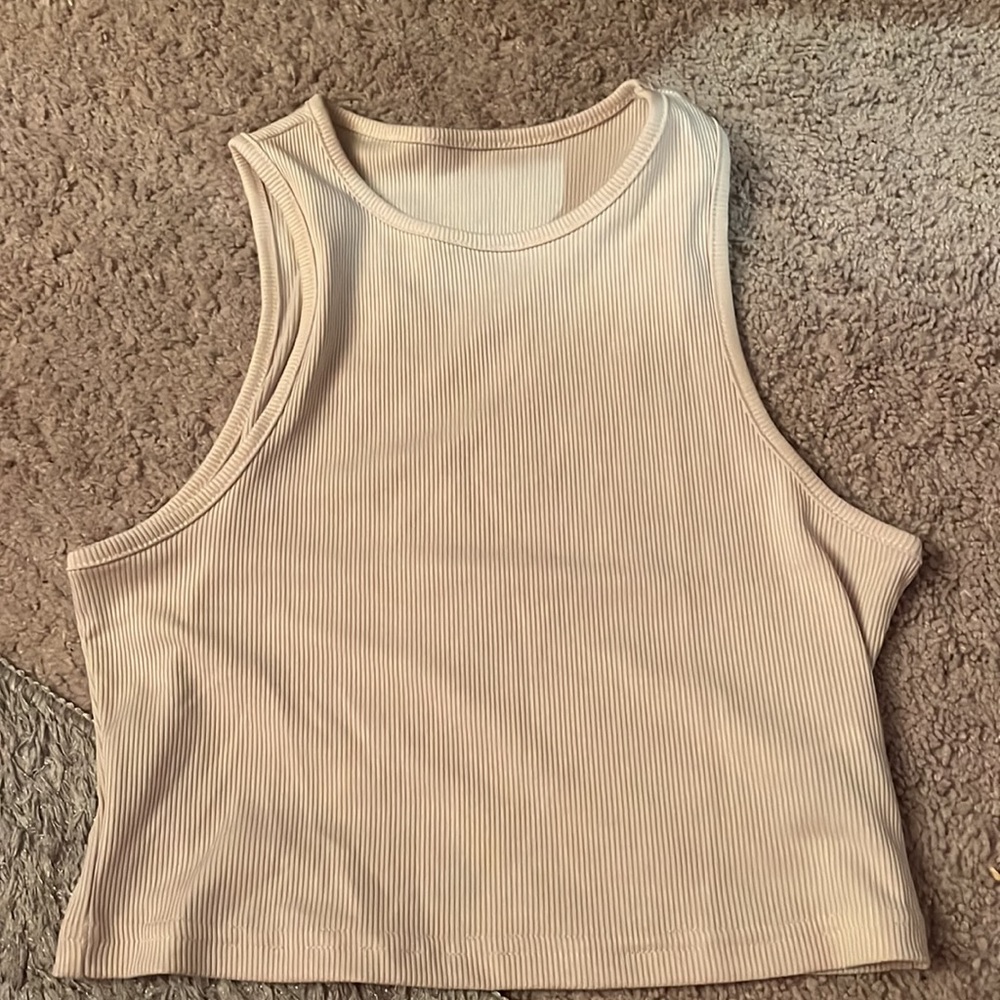 High neck ribbed crop tank